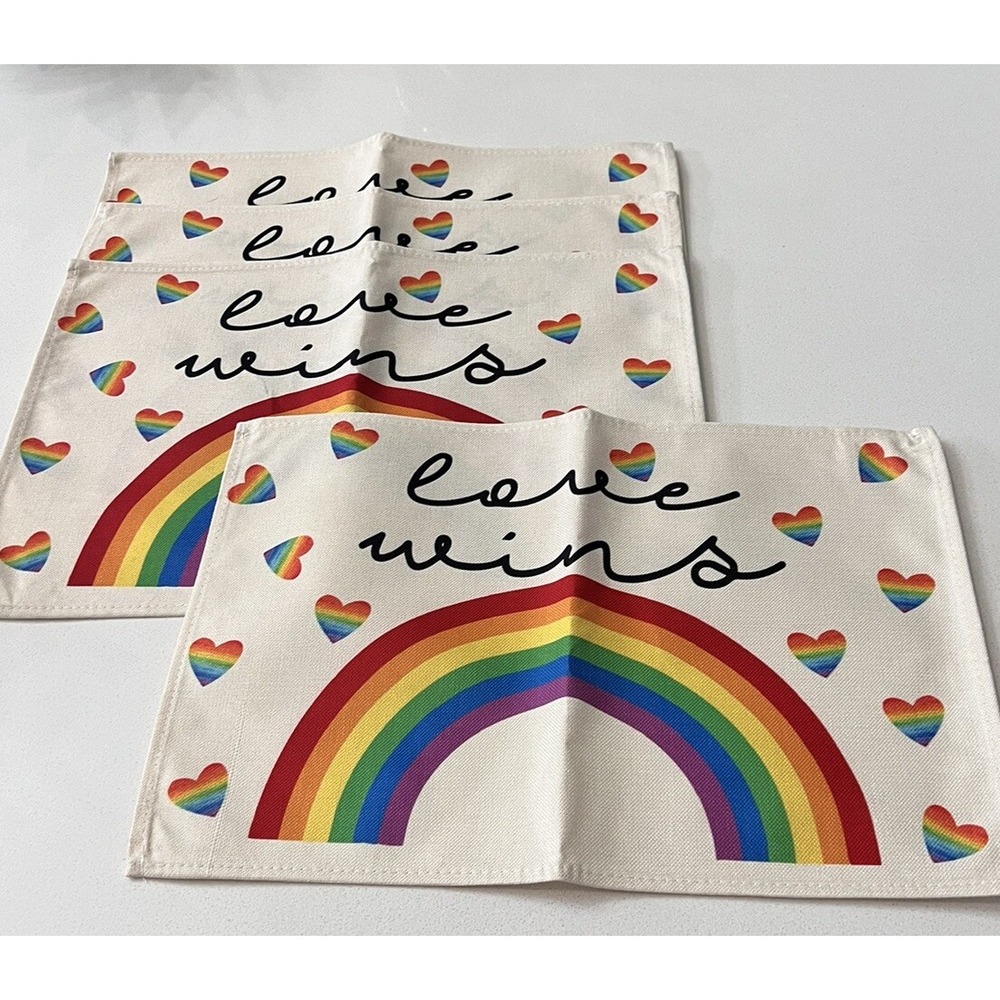 Artoid Model Love Wins Pride Rainbow Dining Placemats Set Of 4